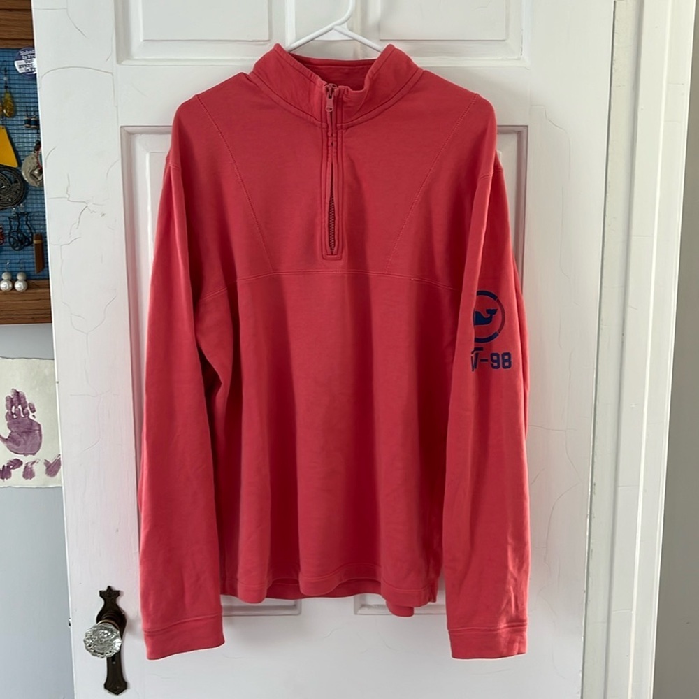 Vineyard Vines 1/4 zip salmon pink active casual pullover